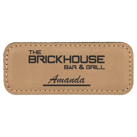 Light Leatherette Round Corner Name Badge with Magnet (PF-61-0002)