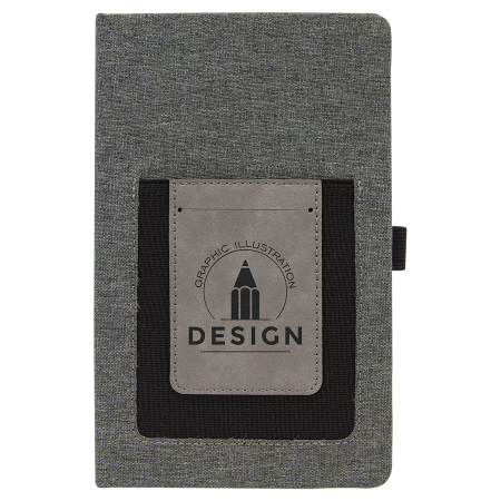 Canvas with Leatherette Journal with Cell Phone Pocket and Card Slot