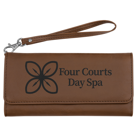 Dark Leatherette Wallet with Strap