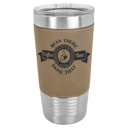 Light Brown Leatherette Wrapped 20 oz. Polar Camel Tumbler with Lid