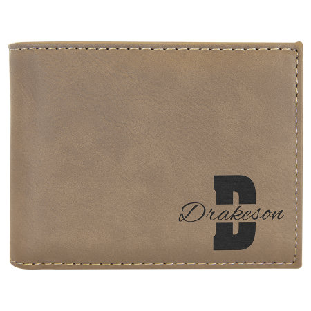 Light Brown Leatherette Bifold Wallet with Flip ID