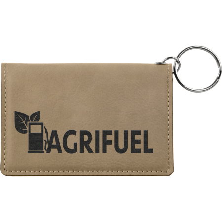 Light Leatherette ID Holder Keychain