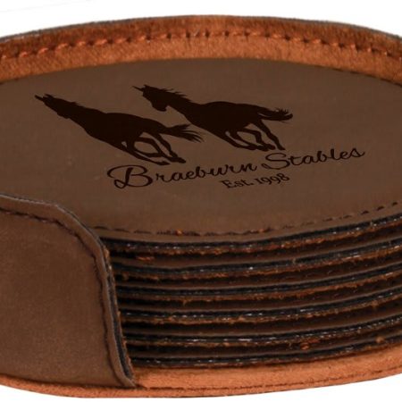 Dark Leatherette Round 6 - Coaster Set