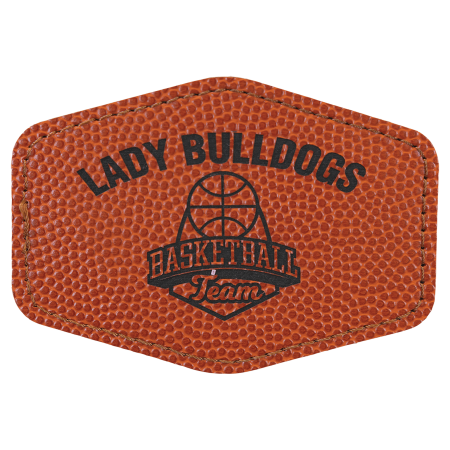 Basketball Laserable Leatherette Hex Patch with Kota Pro Adhesive (P1-0001)