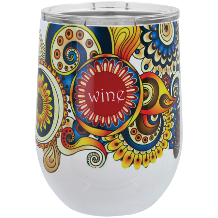 Full Color 12 oz. Polar Camel Stemless Wine Tumbler-White
